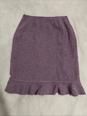 Women's Vintage Purple Knit Ruffle Hem Skirt